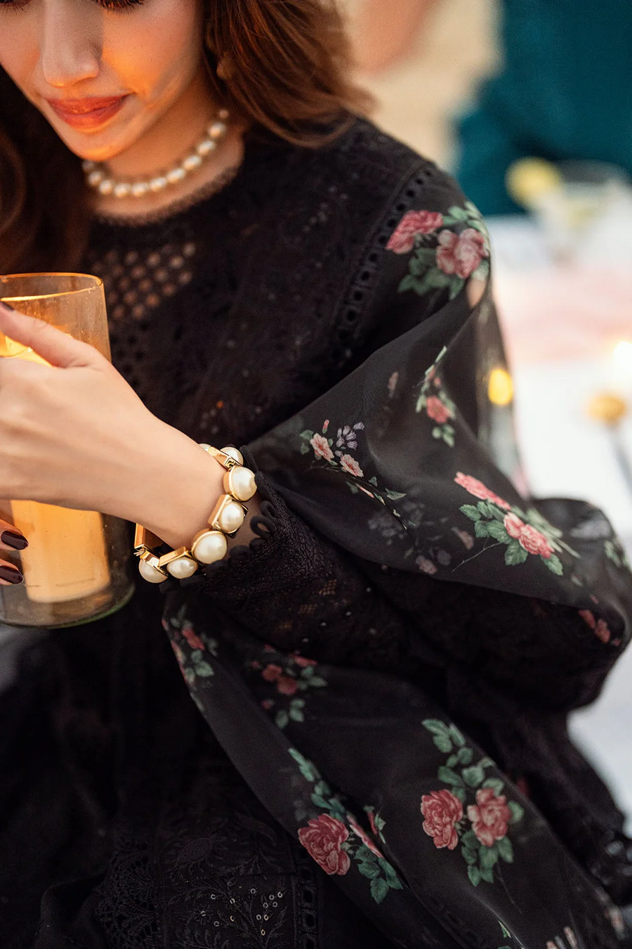 NUREH-3PC LAWN CHIKENKARI LASER EMBROIDERED SHIRT WITH ORGANZA EMBROIDERED PRINT DUPATTA - NS 3667