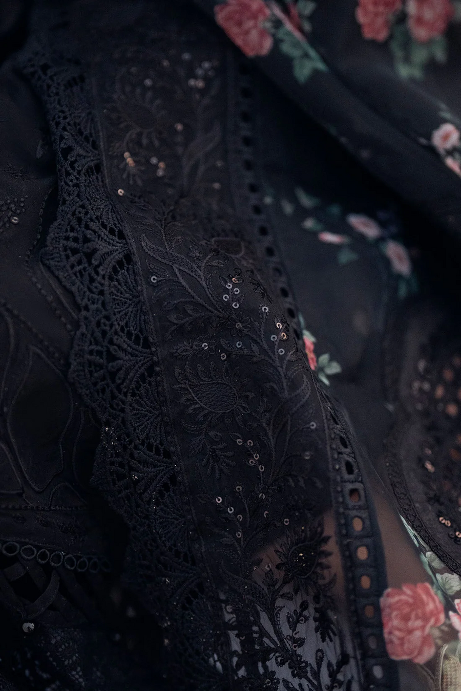 NUREH-3PC DHANAK LASER WORK EMBROIDERED SHIRT WITH MONARK PRINTED EMB DUPATTA & TROUSER - 14119