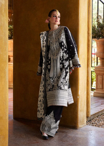HUSSAIN REHAR-3PC DHANAK EMBROIDERED SHIRT WITH COTTON NET EMBROIDERED DUPATTA AND EMB TROUSER-14196