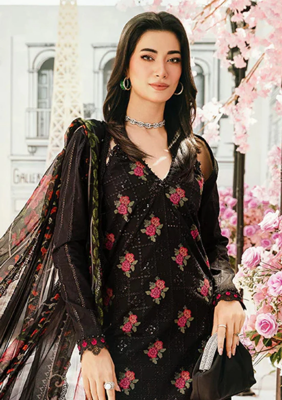 MARIA B-3PC LAWN EMBROIDERED SHIRT WITH MONARK PRINT DUPATTA & TROUSER - NS 3775