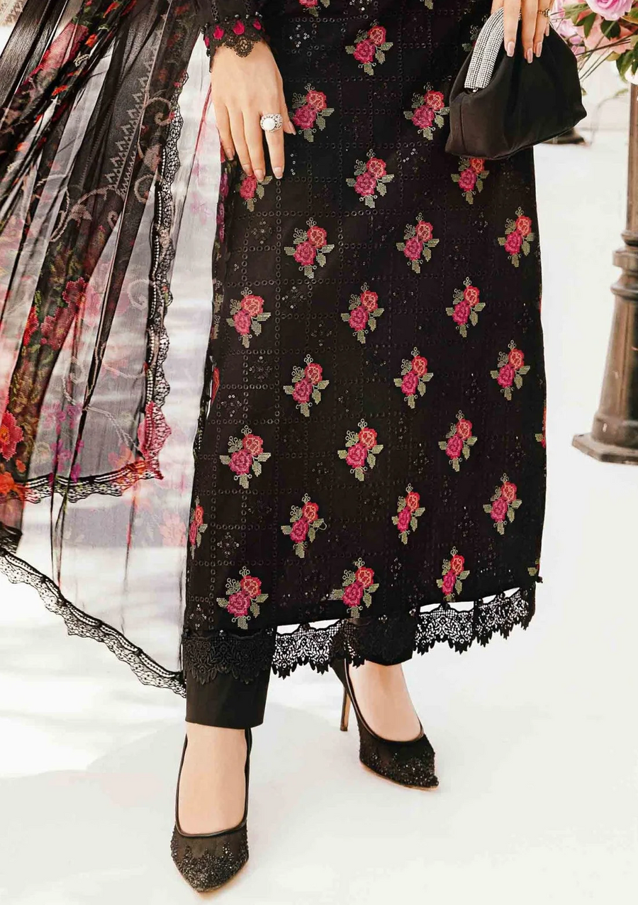 MARIA B-3PC LAWN EMBROIDERED SHIRT WITH MONARK PRINT DUPATTA & TROUSER - NS 3775