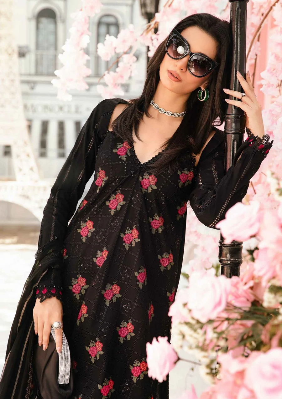 MARIA B-3PC LAWN EMBROIDERED SHIRT WITH MONARK PRINT DUPATTA & TROUSER - NS 3775