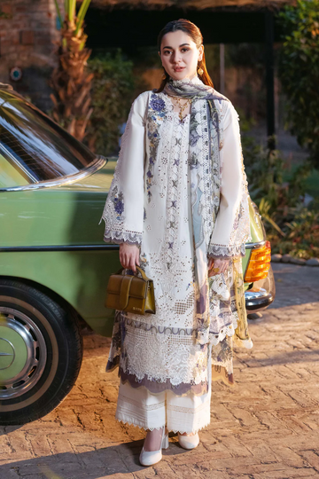 JADE - 3PC Dhanak EMBROIDERED SHIRT WITH Digital Print Shawl AND Dyed TROUSER - 14085