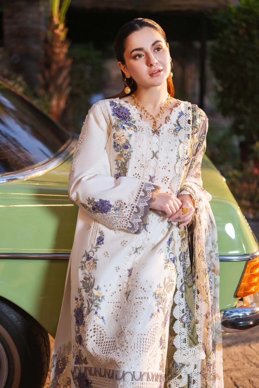 JADE - 3PC Dhanak EMBROIDERED SHIRT WITH Digital Print Shawl AND Dyed TROUSER - 14085