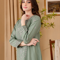 BATIK-3PC DHANAK EMBROIDERED SHIRT WITH DHANAK EMBROIDERED SHAWL AND TROUSER - 14011