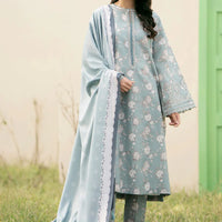 BAROUQE - 3PC UNSTITCHED KARANDI PRINTED SHIRT WITH KARANDI PRINTED DUPATTA AND TROUSER-12576