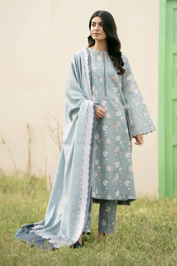 BAROUQE - 3PC UNSTITCHED KARANDI PRINTED SHIRT WITH KARANDI PRINTED DUPATTA AND TROUSER-12576