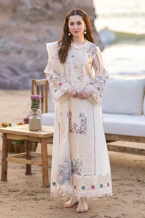 Qalamkar-3PC Lawn Embroidered Shirt With Organza Embroidered Dupatta NS2605
