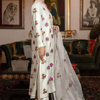 Silk 3PC Embroidered With Organza Embroidered Dupatta-11317