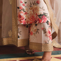 ZAINAB CHOTANI - 3PC UNSTITCHED SHAMOZE SILK PRINTED EMBROIDERED SHIRT WITH SOFT SILK PRINTED EMB DUPATTA & EMB TROUSER-11721