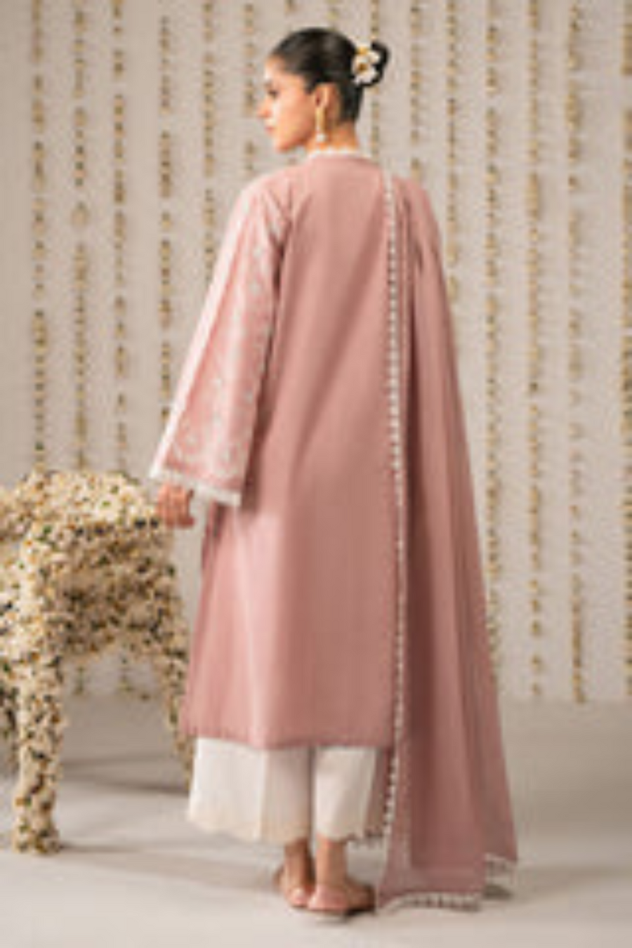 Cross Stitch-3PC Chikenkari Lawn EMBROIDERED SHIRT WITH DIGITAL PRINT DUPATTA D-3762