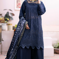 MAHNUR -3PC CHIKENKARI LAWN EMBROIDERED WITH DAIMOND PRINT DUPATTA- 4026