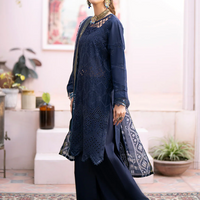 MAHNUR -3PC CHIKENKARI LAWN EMBROIDERED WITH DAIMOND PRINT DUPATTA- 4026