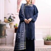MAHNUR -3PC CHIKENKARI LAWN EMBROIDERED WITH DAIMOND PRINT DUPATTA- 4026