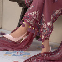 JADE-3PC DHANAK SEQUENCE EMBROIDERED SHIRT WITH CHIFFON EMBROIDERED DUPATTA AND TROUSER - 14087