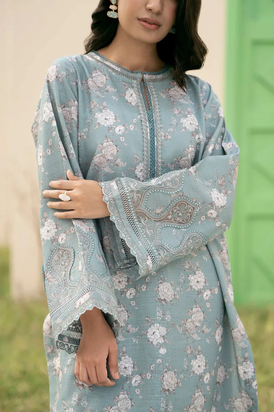 BAROUQE - 3PC UNSTITCHED KARANDI PRINTED SHIRT WITH KARANDI PRINTED DUPATTA AND TROUSER-12576