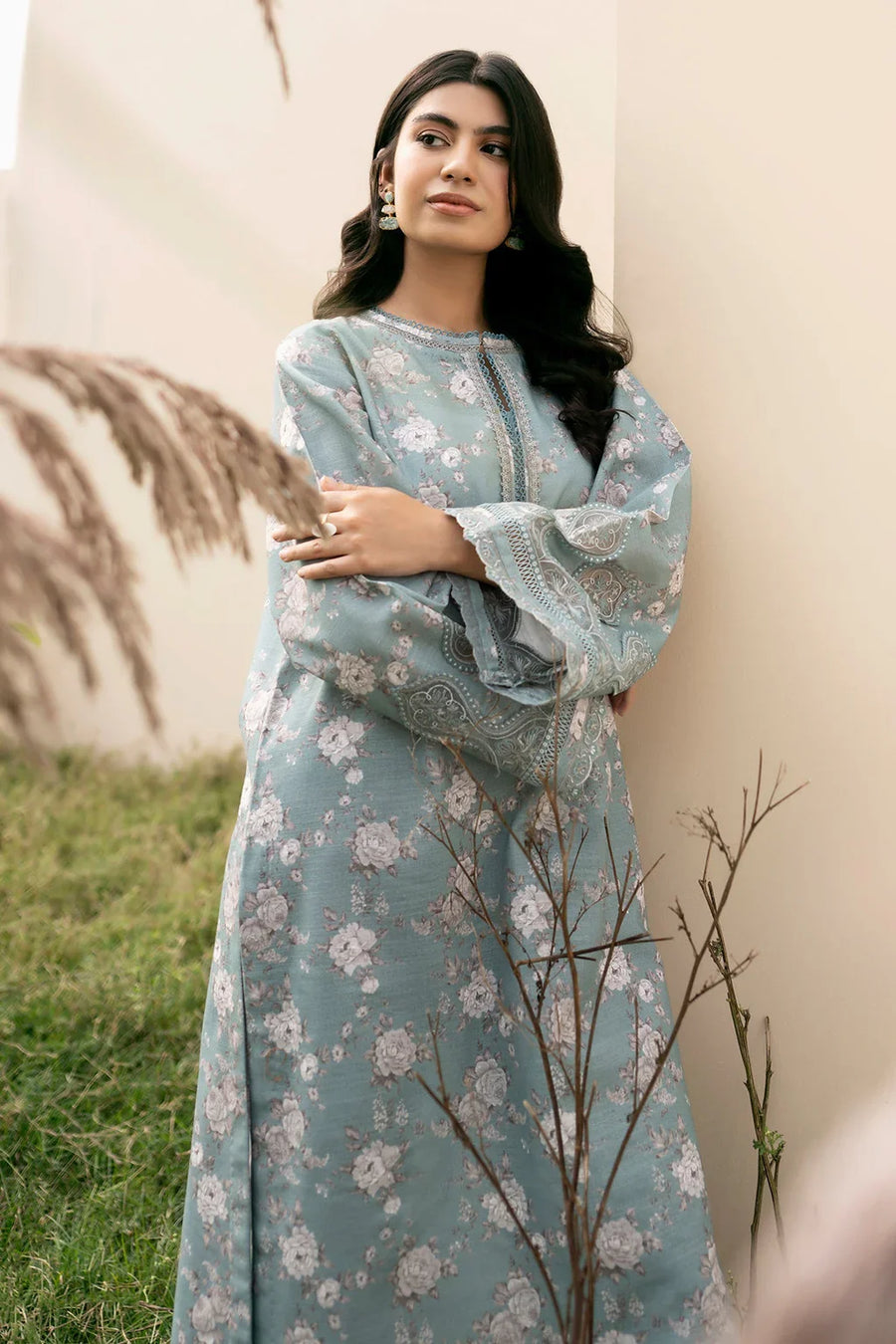 BAROUQE - 3PC UNSTITCHED KARANDI PRINTED SHIRT WITH KARANDI PRINTED DUPATTA AND TROUSER-12576