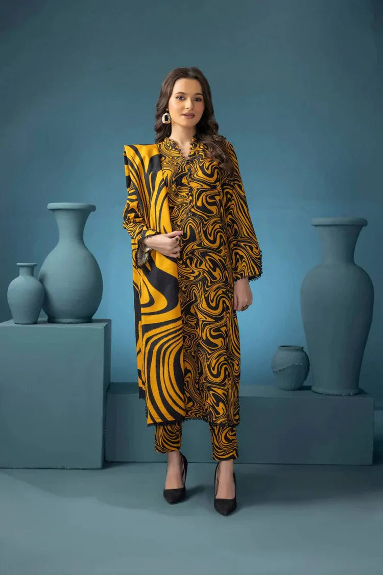 BAROUQE - 3PC UNSTITCHED KHADDAR PRINTED SHIRT WITH KHADDAR PRINT DUPATTA AND PRINT TROUSER-12617