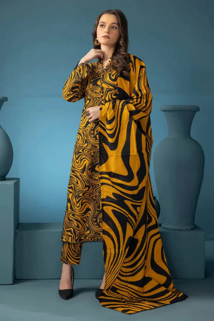 BAROUQE - 3PC UNSTITCHED KHADDAR PRINTED SHIRT WITH KHADDAR PRINT DUPATTA AND PRINT TROUSER-12617