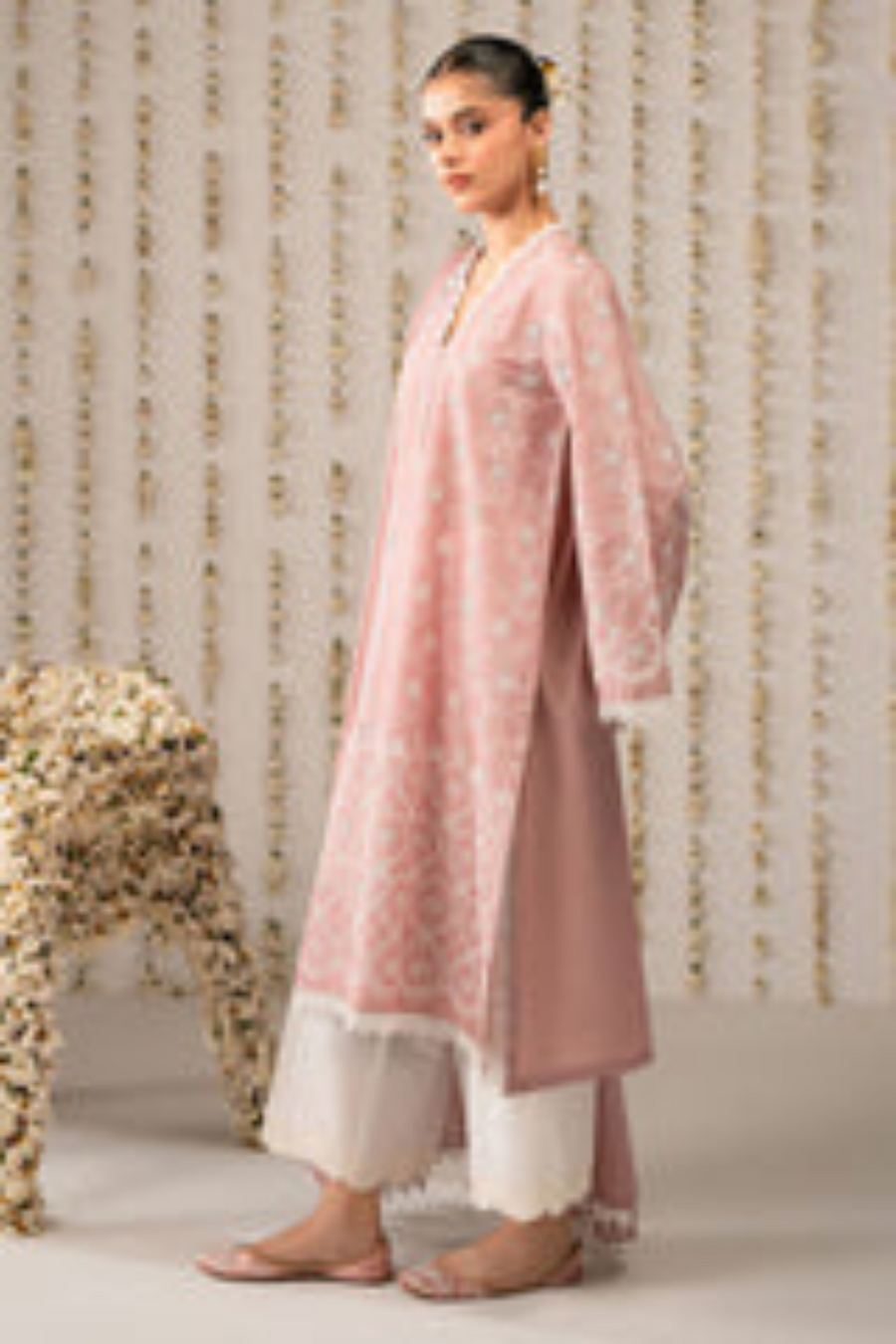 Cross Stitch-3PC Chikenkari Lawn EMBROIDERED SHIRT WITH DIGITAL PRINT DUPATTA D-3762