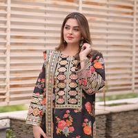 BAROQUE - 3PC UNSTITCHED SHAMOZE SILK PRINTED EMBROIDERED SHIRT WITH SOFT SILK PRINTED EMB DUPATTA & PRINTED TROUSER-11705