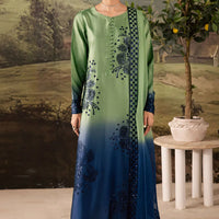 NUREH-3PC SHAMOZE SILK UNSTITCEHD PRINTED EMBROIDERED SHIRT WITH SOFT SILK PRINTED EMB DUPATTA & TROUSER BIC-11736