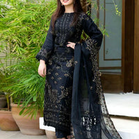 DANANEER - 3PC UNSTITCHED LAWN EMBROIDERED WITH MONARK EMBROIDERED DUPATTA & TROUSER-3601