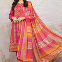 EDENROBE - 3PC  UNSTITCHED KHADDAR PRINTED EMB SHIRT WITH KHADDAR PRINT DUPATTA AND PRINT TROUSER-12618