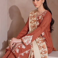 IZNIK- UNSTITCHED 3PC DHANAK EMBROIDERED WITH DHANAK EMBROIDERED SHAWL - 4246