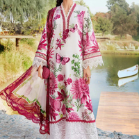 MARIA.B-3PC LAWN EMBROIDERED PRINTED SHIRT WITH CHIFFON PRINT DUPATTA AND PRINT TROUSER-BIC-2520