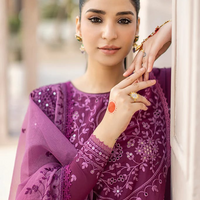 ASIM JOFA - 3PC UNSTITCHED LAWN HEAVY EMBROIDERED SHIRT WITH ORGANZA HEAVY EMBROIDERED DUPATTA - 3584