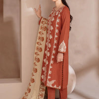 IZNIK- UNSTITCHED 3PC DHANAK EMBROIDERED WITH DHANAK EMBROIDERED SHAWL - 4246