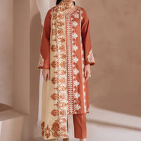 IZNIK- UNSTITCHED 3PC DHANAK EMBROIDERED WITH DHANAK EMBROIDERED SHAWL - 4246