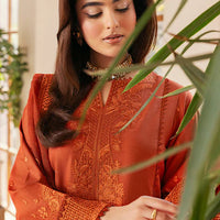 SAPPHIRE-3PC DHANAK EMBROIDERED SHIRT WITH KHADDI NET EMB DUPATTA AND TROUSER-14300