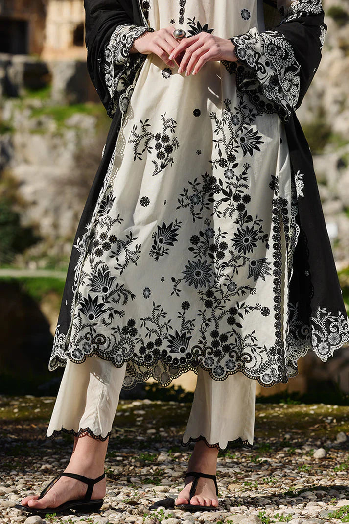 IMAGE-3PC LAWN EMBROIDERED SHIRT WITH CHIFFON EMBROIDERED DUPATTA AND EMB TROUSER-BIC-3714