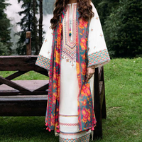 SAPPHIRE- 3PC DHANAK EMBROIDERED SHIRT WITH WOOL PRINT SHAWL AND TROUSER - 4006