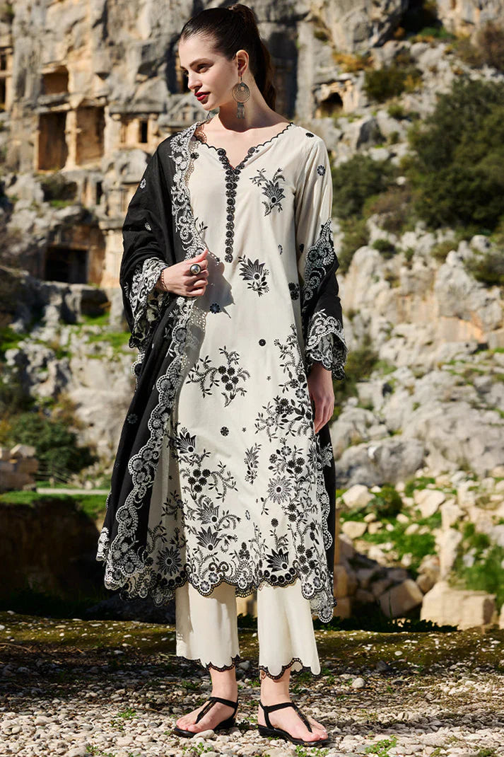 IMAGE-3PC LAWN EMBROIDERED SHIRT WITH CHIFFON EMBROIDERED DUPATTA AND EMB TROUSER-BIC-3714