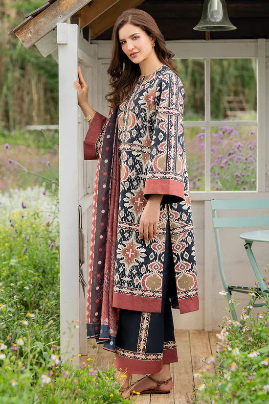 JAZMIN - 3PC UNSTITCHED KHADDAR PRINTED SHIRT WITH KHADDAR PRINTED DUPATTA AND PRINTED TROUSER-12627