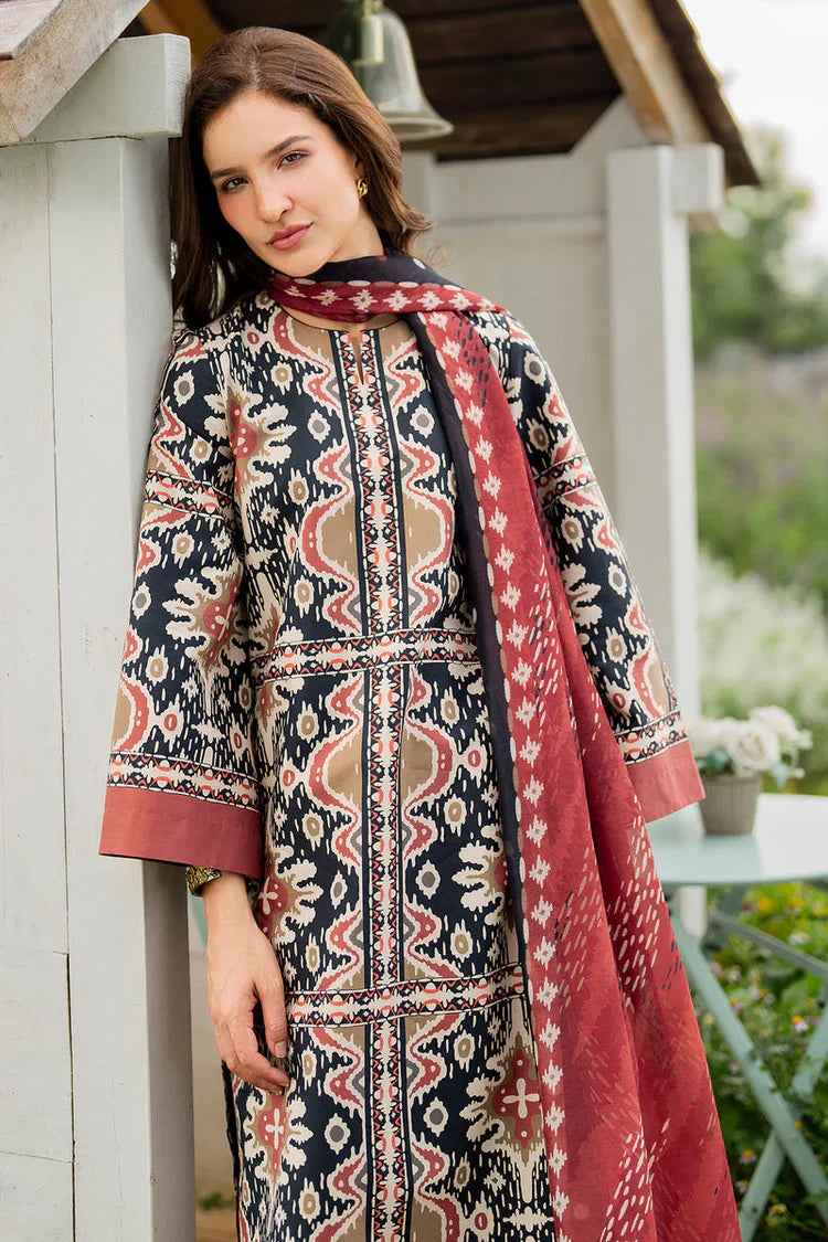 JAZMIN - 3PC UNSTITCHED KHADDAR PRINTED SHIRT WITH KHADDAR PRINTED DUPATTA AND PRINTED TROUSER-12627