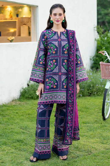 JAZMIN - 3PC UNSTITCHED KHADDAR PRINTED SHIRT WITH KHADDAR PRINTED DUPATTA AND PRINTED TROUSER-12628