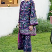 JAZMIN - 3PC UNSTITCHED KHADDAR PRINTED SHIRT WITH KHADDAR PRINTED DUPATTA AND PRINTED TROUSER-12628