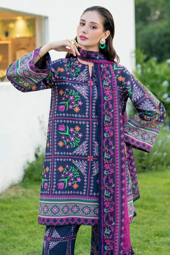 JAZMIN - 3PC UNSTITCHED KHADDAR PRINTED SHIRT WITH KHADDAR PRINTED DUPATTA AND PRINTED TROUSER-12628