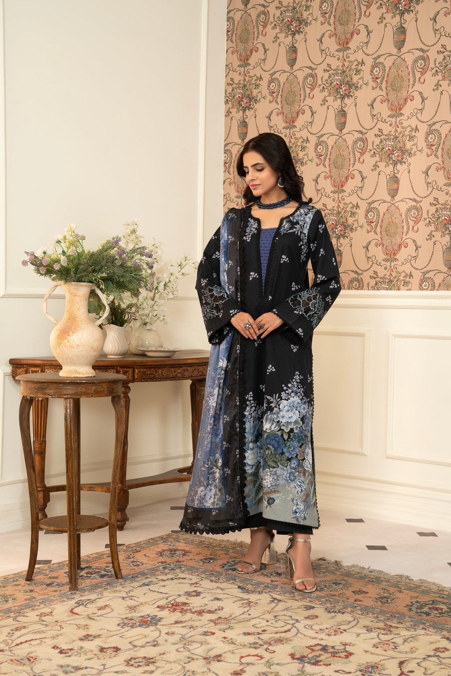 Maisa 3 Piece Unstitched Printed Embroidered Lawn Suit | MPT-2611