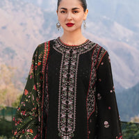 HUSSAIN REHAR-3PC KARANDI EMBROIDERED SHIRT WITH COURTRAI PRINTED SHAWL AND TROUSER-4261