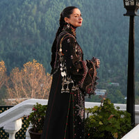 HUSSAIN REHAR-3PC KARANDI EMBROIDERED SHIRT WITH COURTRAI PRINTED SHAWL AND TROUSER-4261