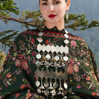 HUSSAIN REHAR-3PC KARANDI EMBROIDERED SHIRT WITH COURTRAI PRINTED SHAWL AND TROUSER-4261