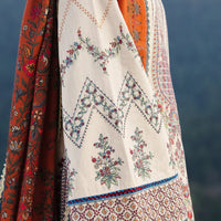 HUSSAIN REHAR-3PC DHANAK EMBROIDERED SHIRT WITH COURTRAI PRINTED SHAWL AND TROUSER-BIC-14260