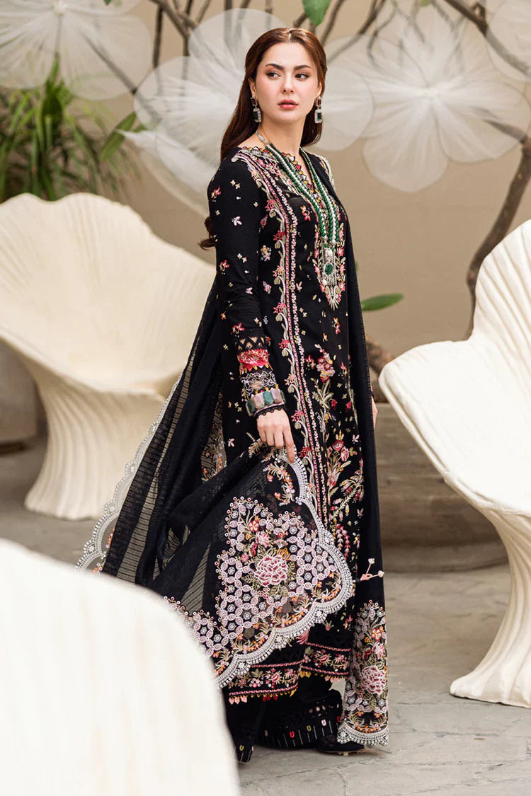 QALAMQAR-3PC DHANAK EMBROIDERED SHIRT WITH COTTON NET EMBROIDERED DUPATTA -BIC-14254
