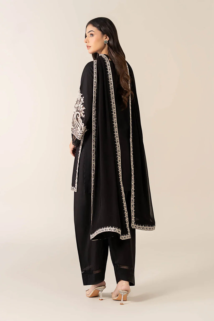 MARIA.B-3PC DHANAK EMBROIDERED SHIRT WITH BAMBER CHIFFON EMBROIDERED DUPATTA & TROUSER-14175