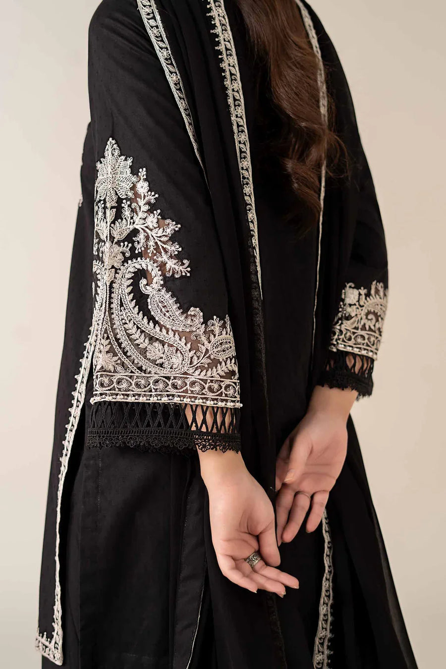 MARIA.B-3PC DHANAK EMBROIDERED SHIRT WITH BAMBER CHIFFON EMBROIDERED DUPATTA & TROUSER-14175